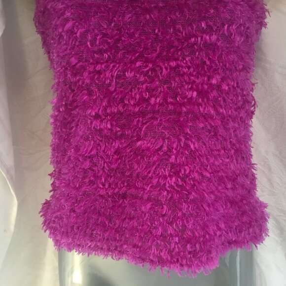Brody 1990s Purple Fuzzy Fluffy Sleeveless Top Sz S Turtleneck Vintage Fuscia - Picture 4 of 9